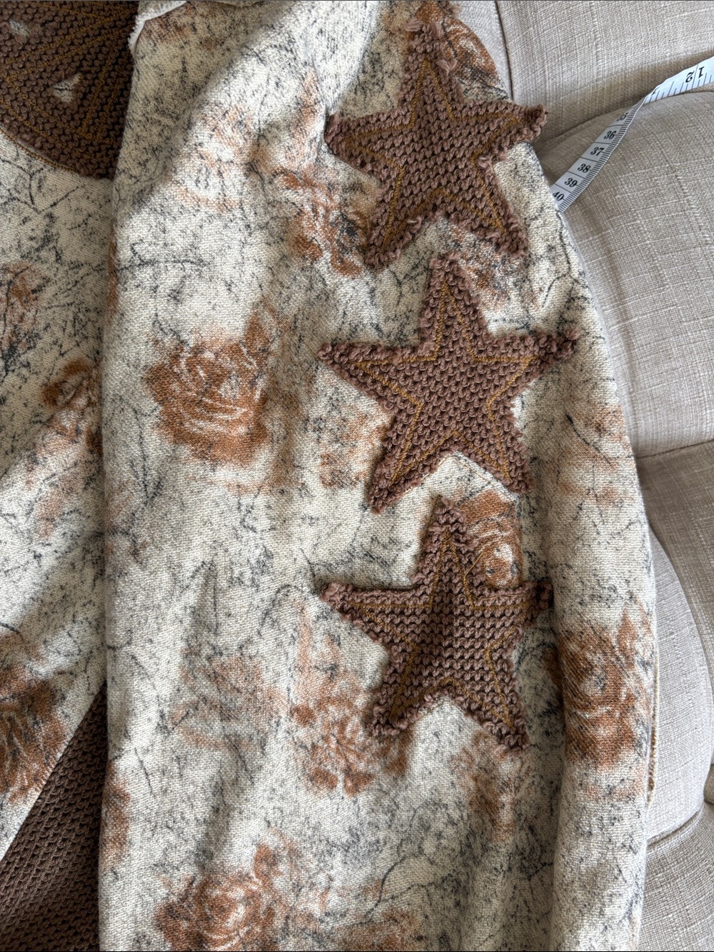 POL Beige, Tan & Gray Patchwork Hooded Jacket with Peace Patch - Picture 4 of 14